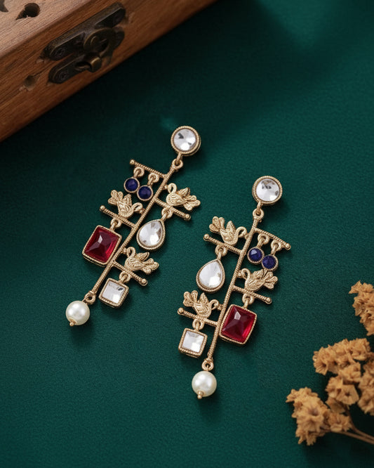 Pink Mohana Designer Peacock Earring