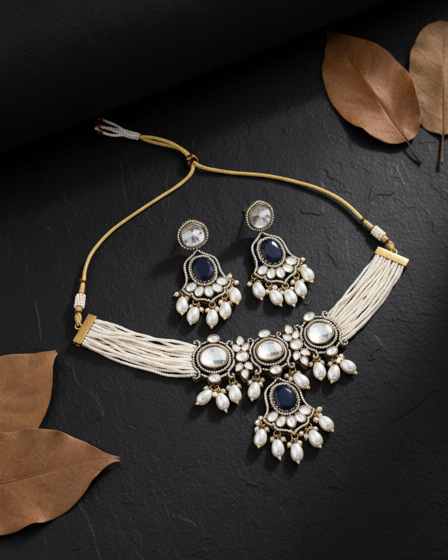 Blue Rowan Premium Monalisa Necklace Set with Earring