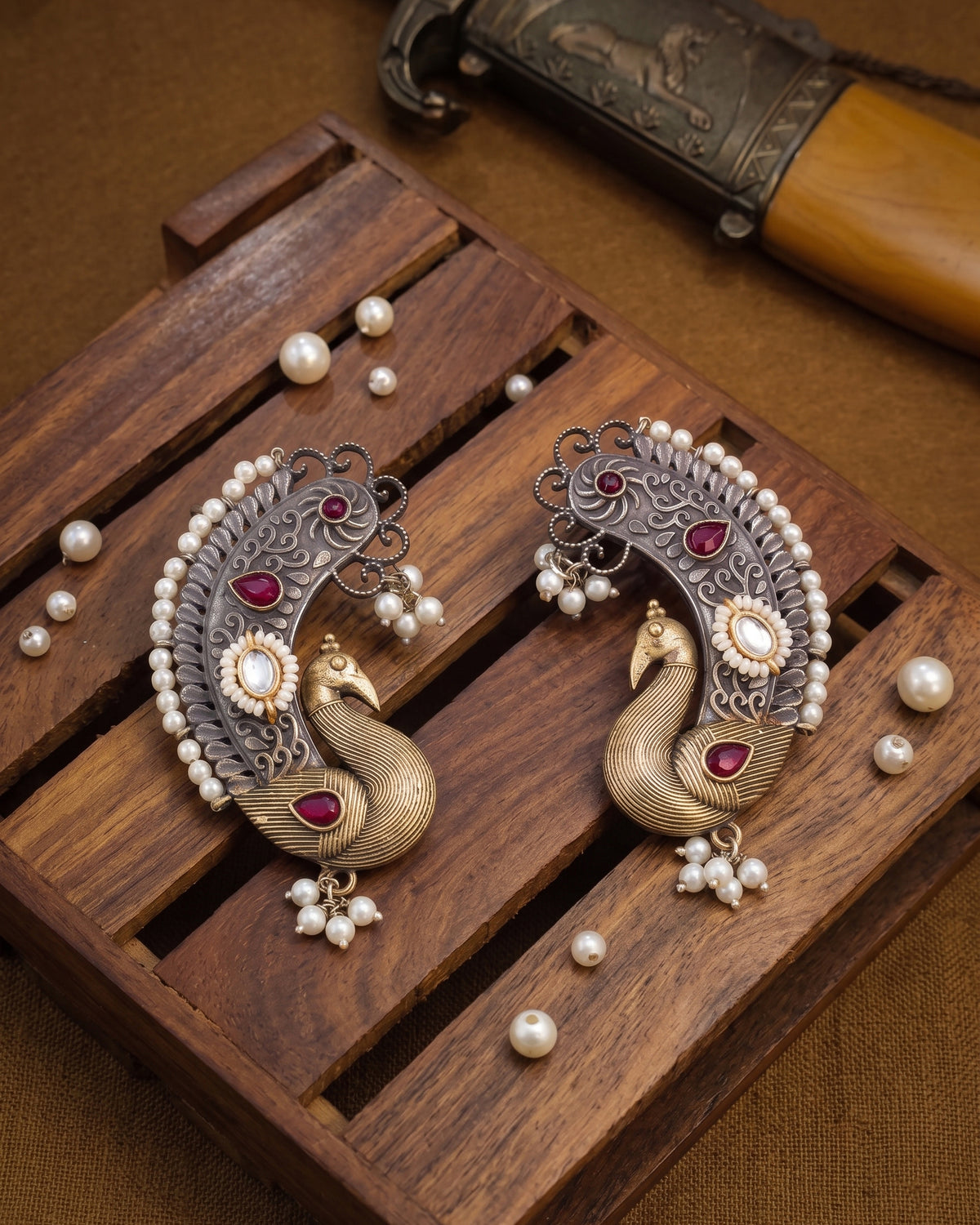 Ruby White Uraisha Designer Ear Cuff Earring
