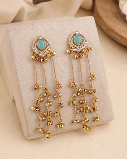 Turquoise Ekisha Kashmiri Look Ghunghru Jhumka Earring