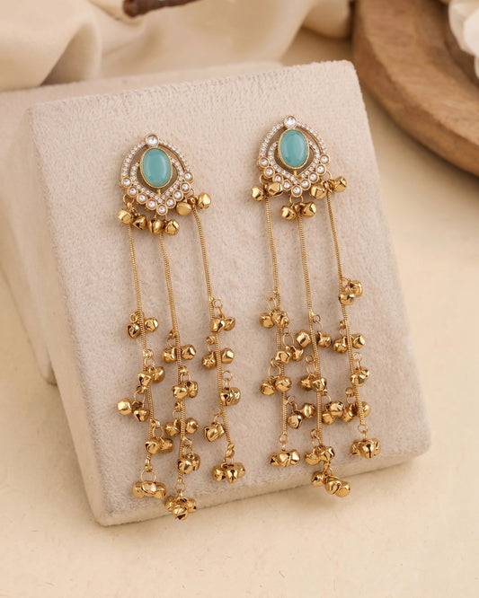 Turquoise Ekisha Kashmiri Look Ghunghru Jhumka Earring