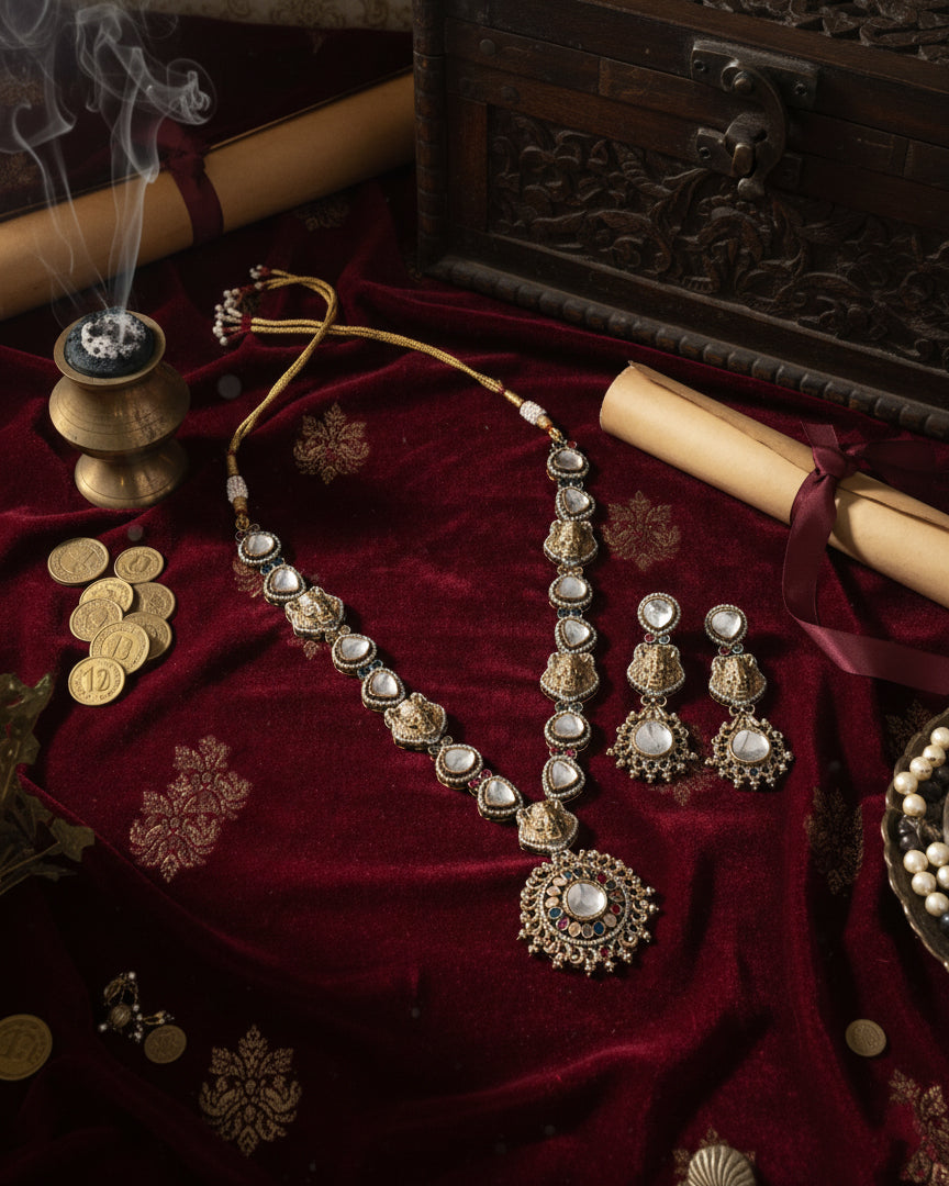 Valeria Premium Sabya Long Necklace Set with Earring