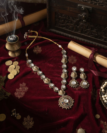 Valeria Premium Sabya Long Necklace Set with Earring
