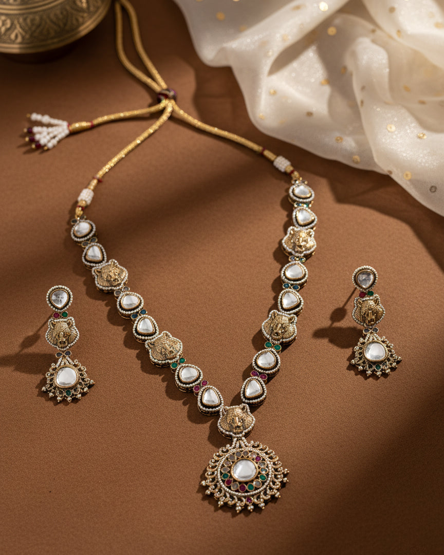 Valeria Premium Sabya Long Necklace Set with Earring