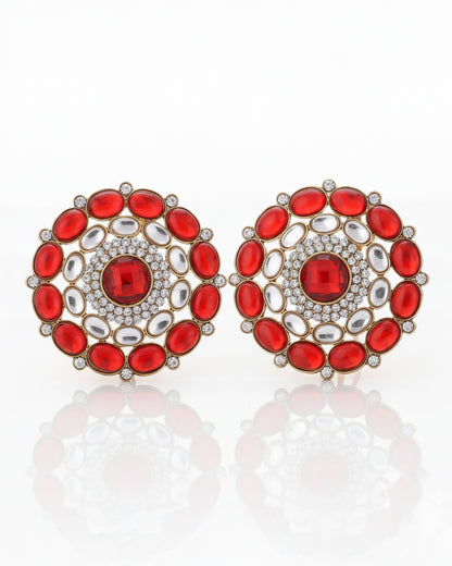Red Prashna Kundan Stud