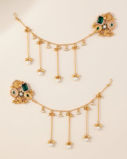 Emerald Yuvika Bahubali Earring with Kaan Chain