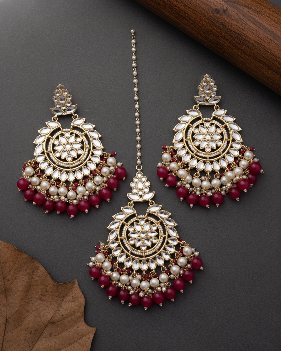 Red Shaili Teeka Earring