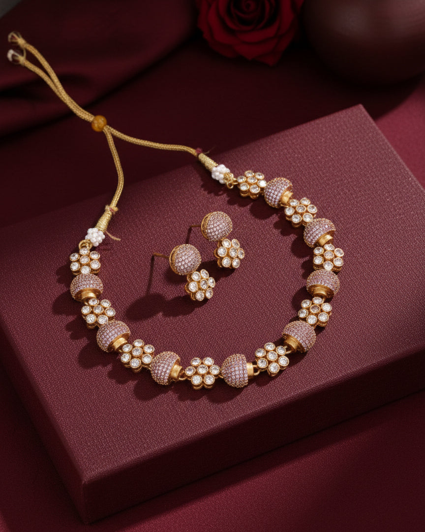 Lilac Irina Premium Polki Zircone Necklace