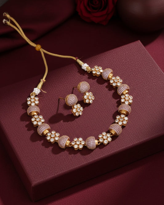 Lilac Irina Premium Polki Zircone Necklace