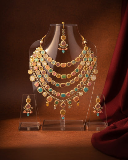 Multi Parineeti Wedding Necklace Set - Gold