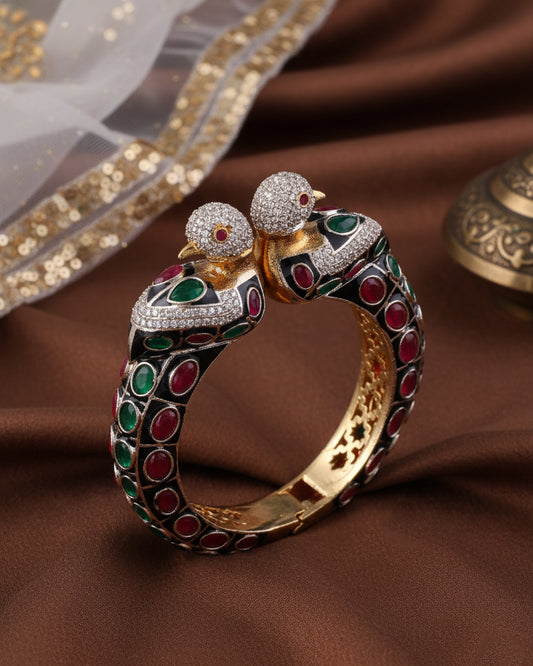 Red Green Samyukta Premium Polki Kada