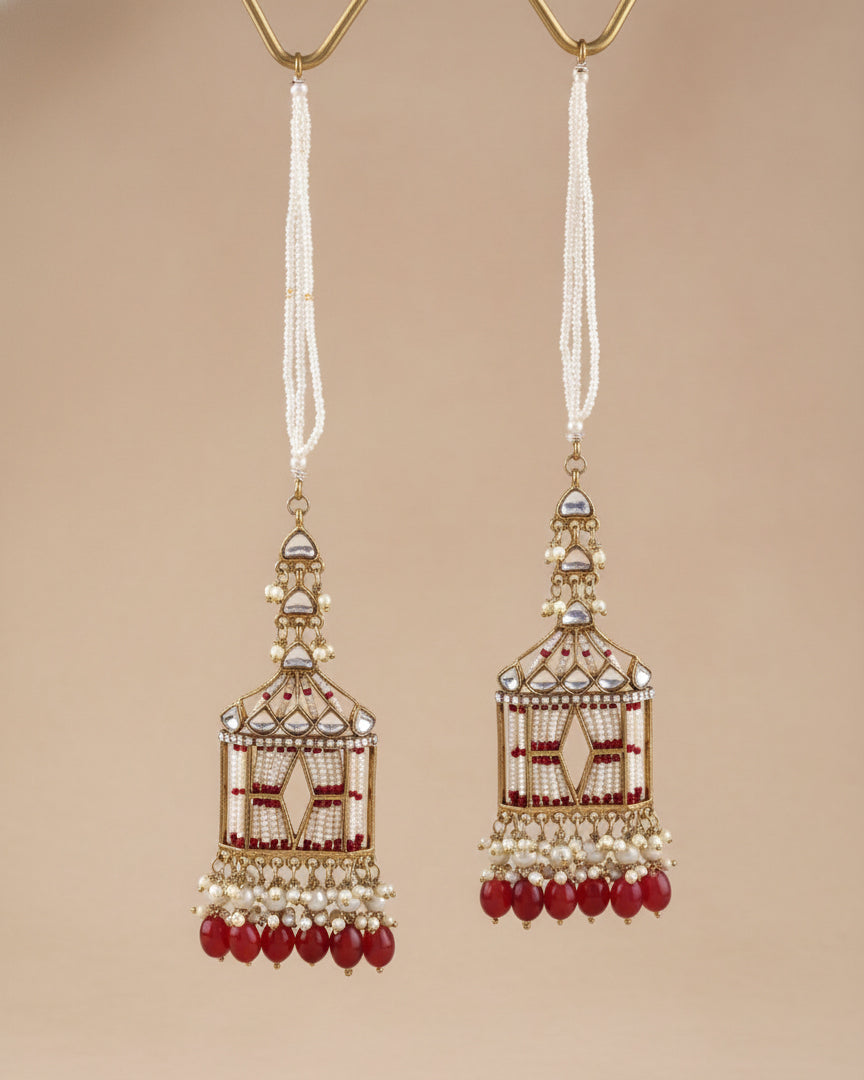 Red Agastya Designer Earring with Sahara