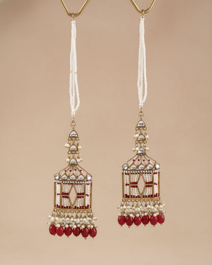 Red Agastya Designer Earring with Sahara