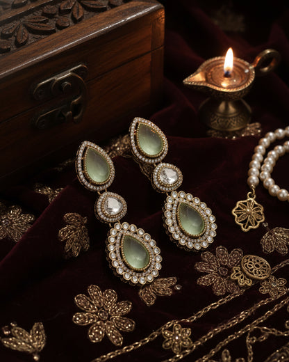 Olive Amani Premium Designer Zircone Polki Dupe Earring