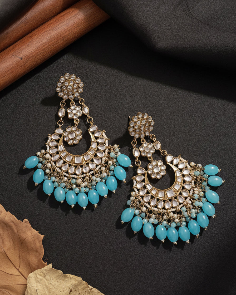 Turquoise Ujala Chandbali