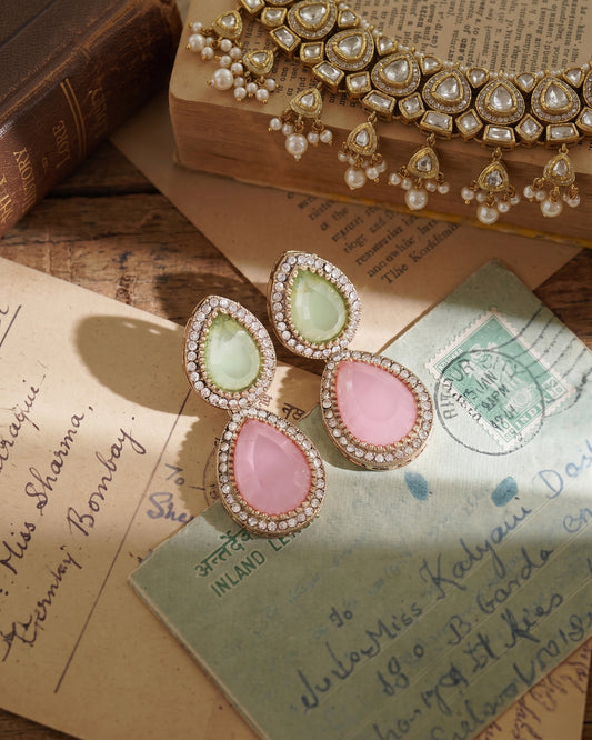 Pastel Ishmrita Premium Designer Zircone Polki Dupe Earring