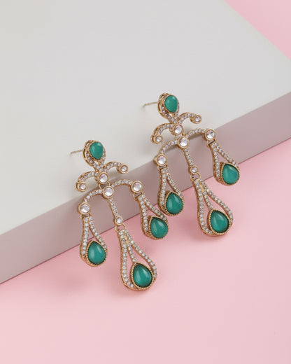 Sage Green Urvi Premium Designer Zircone Earring