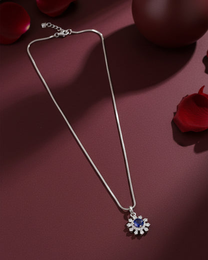 Blue Zeliana AD Pendant Necklace