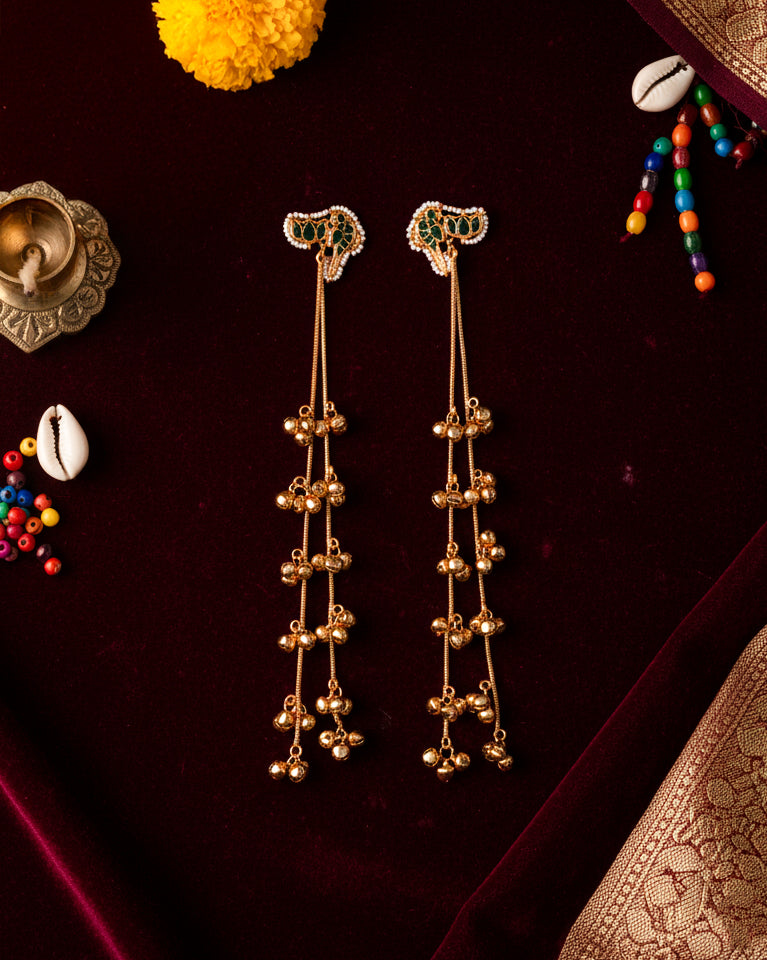 Green Arin Kashmiri Look Ghunghru Jhumka Earring