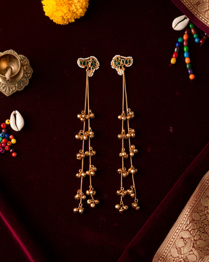 Green Arin Kashmiri Look Ghunghru Jhumka Earring