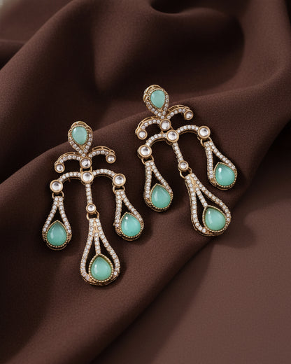 Mint Green Urvi Premium Designer Zircone Earring