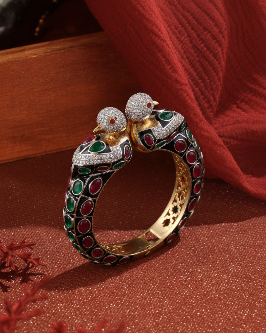 Red Green Samyukta Premium Polki Kada