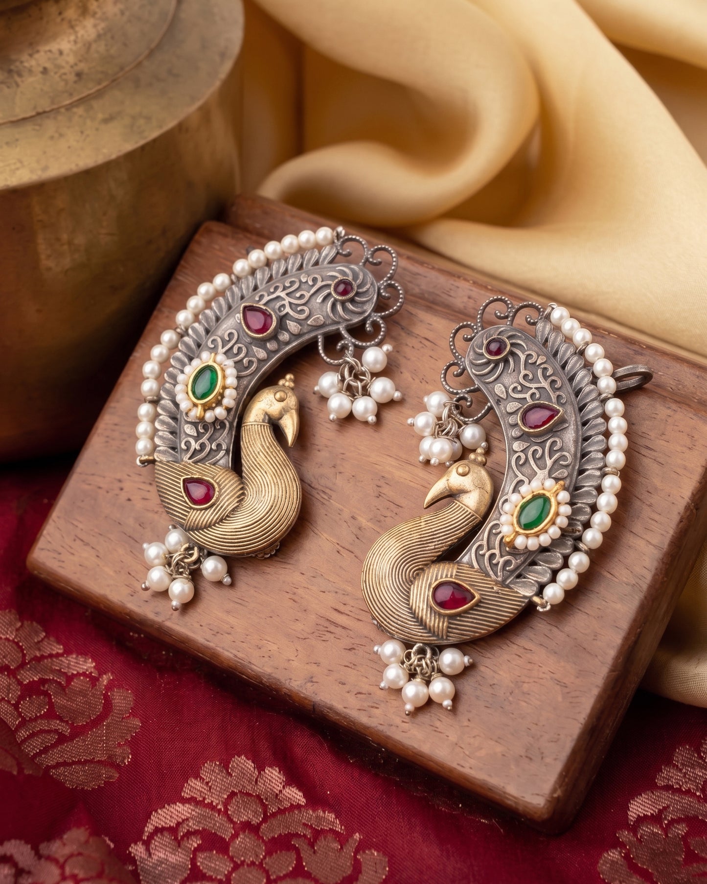 Ruby Green Uraisha Designer Ear Cuff Earring
