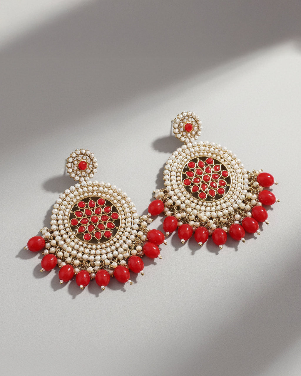 Red Damini Chandbali