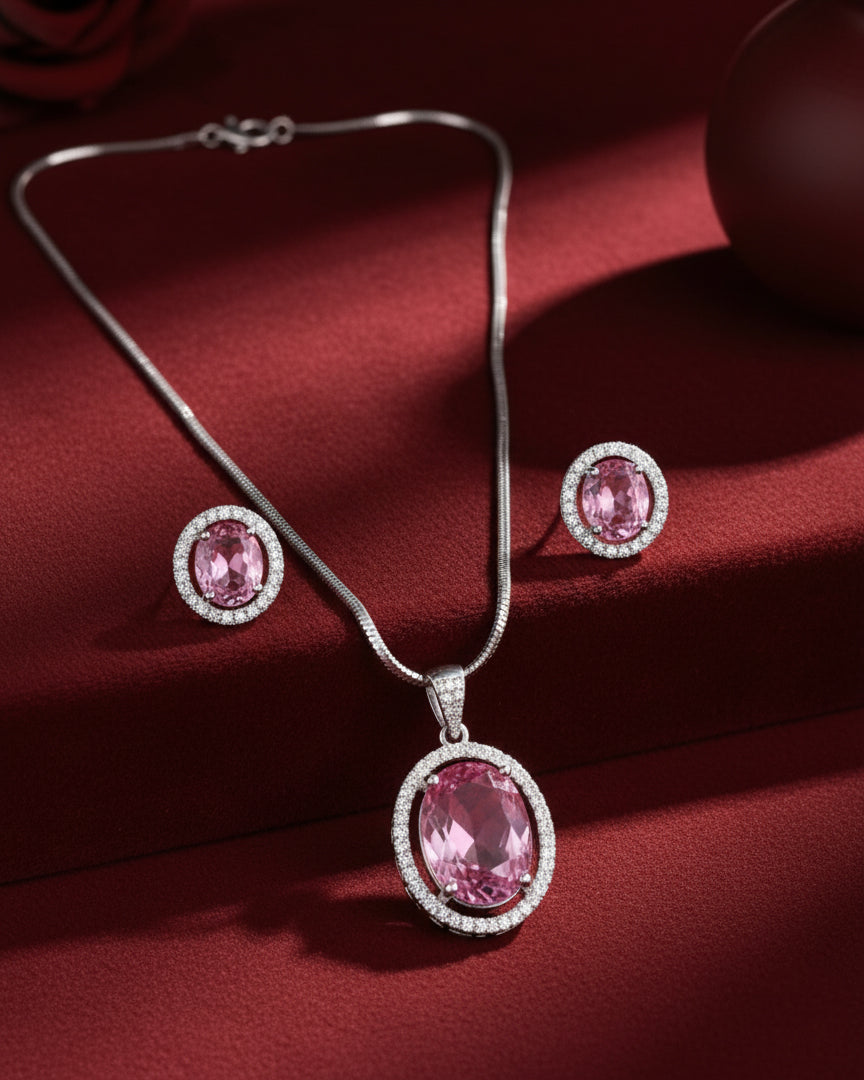 Crystal Blush Clarissa AD Pendant Necklace Set