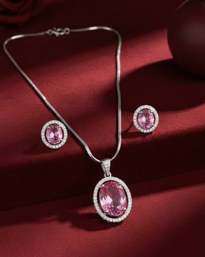 Crystal Blush Clarissa AD Pendant Necklace Set