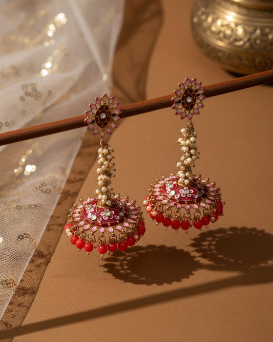Red Iffat Designer Earring