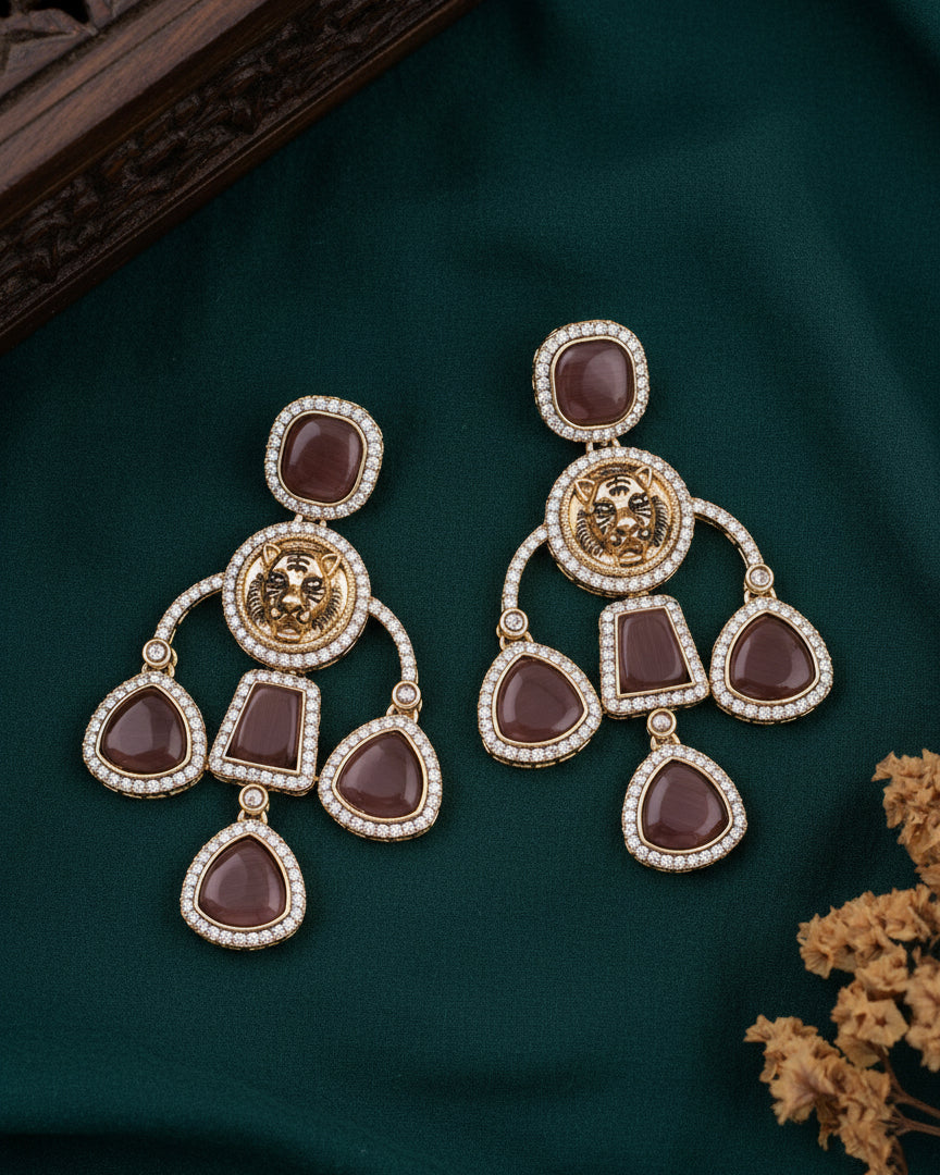 Anaya Wine Sabya Designer Earring