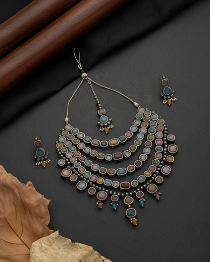 Multi Parineeti Wedding Necklace Set - Black