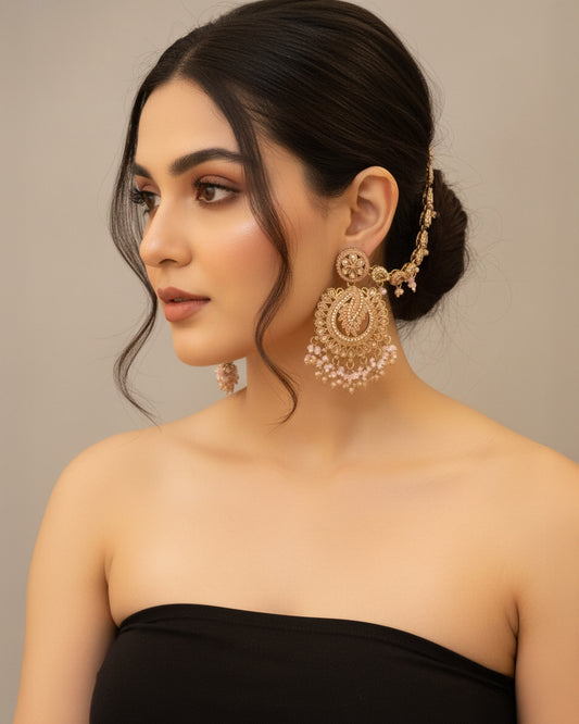 Blush Arajashree Bahubali Chandbali with Sahara
