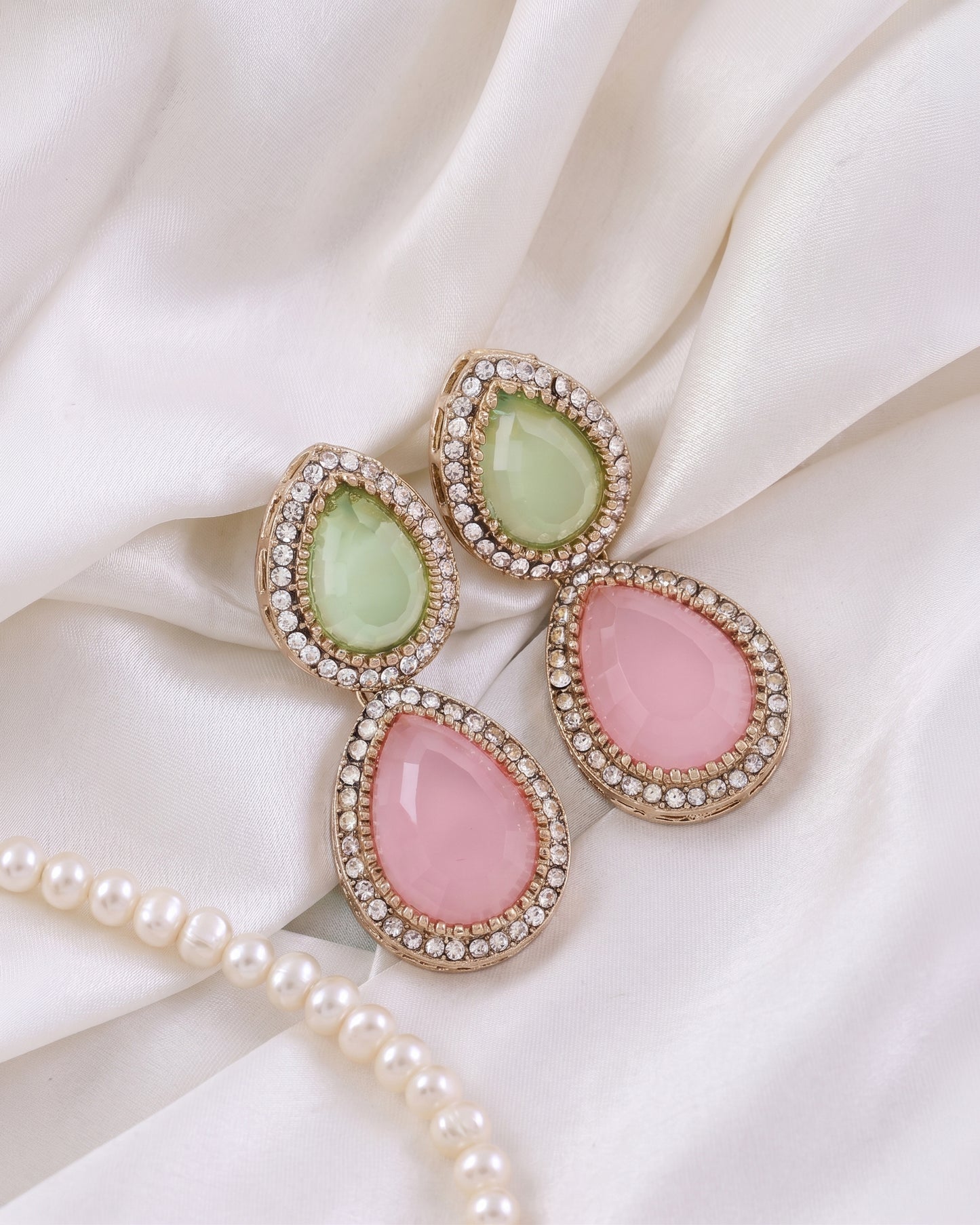Pastel Ishmrita Premium Designer Zircone Polki Dupe Earring