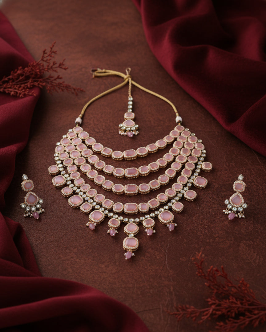 Blush Parineeti Wedding Necklace Set - Gold