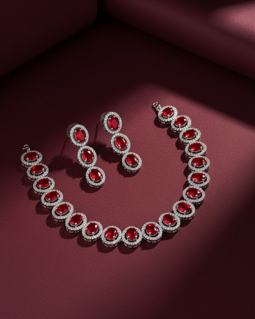 Red Chloe AD Necklace Set