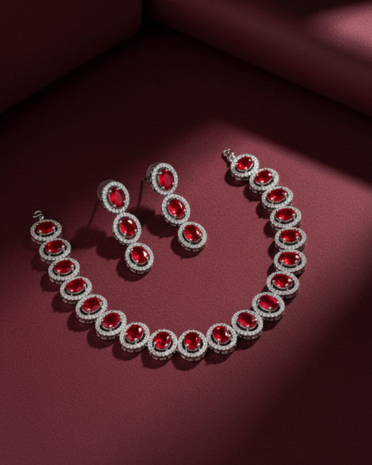 Red Chloe AD Necklace Set