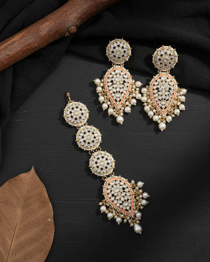 Coral Ashreet Teeka Earring Set