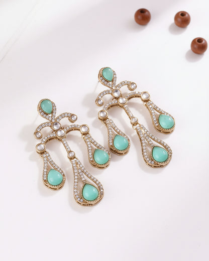 Mint Green Urvi Premium Designer Zircone Earring