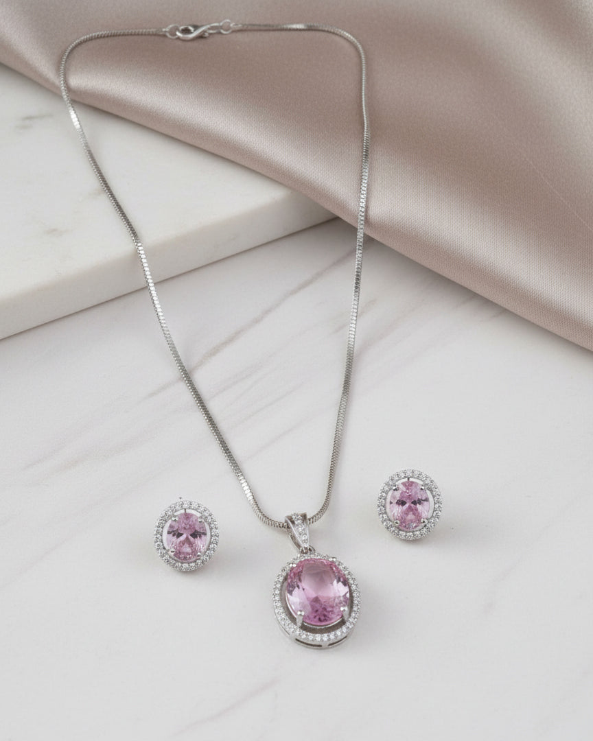 Crystal Blush Clarissa AD Pendant Necklace Set