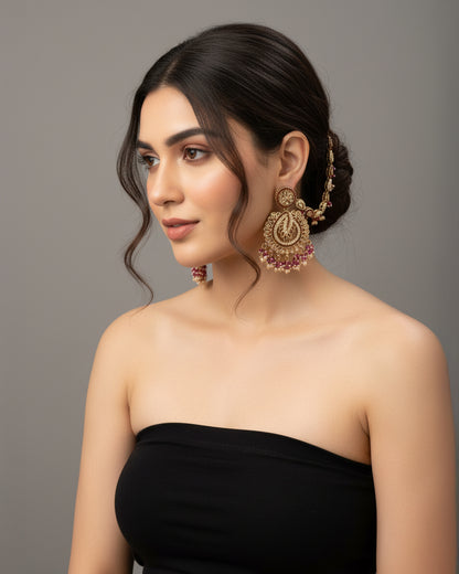 Purple Arajashree Bahubali Chandbali with Sahara