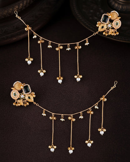 Emerald Yuvika Bahubali Earring with Kaan Chain