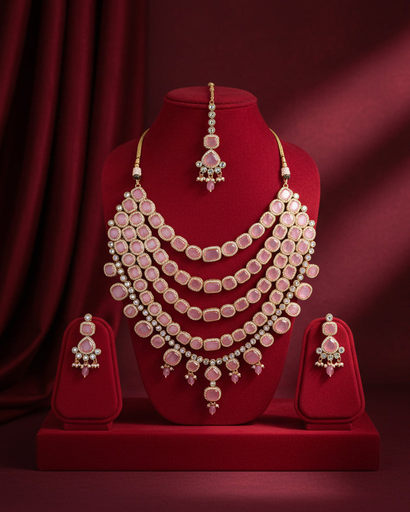 Blush Parineeti Wedding Necklace Set - Gold