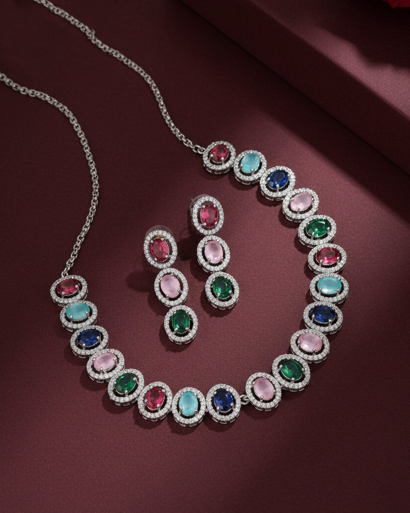 Multi Chloe AD Necklace Set