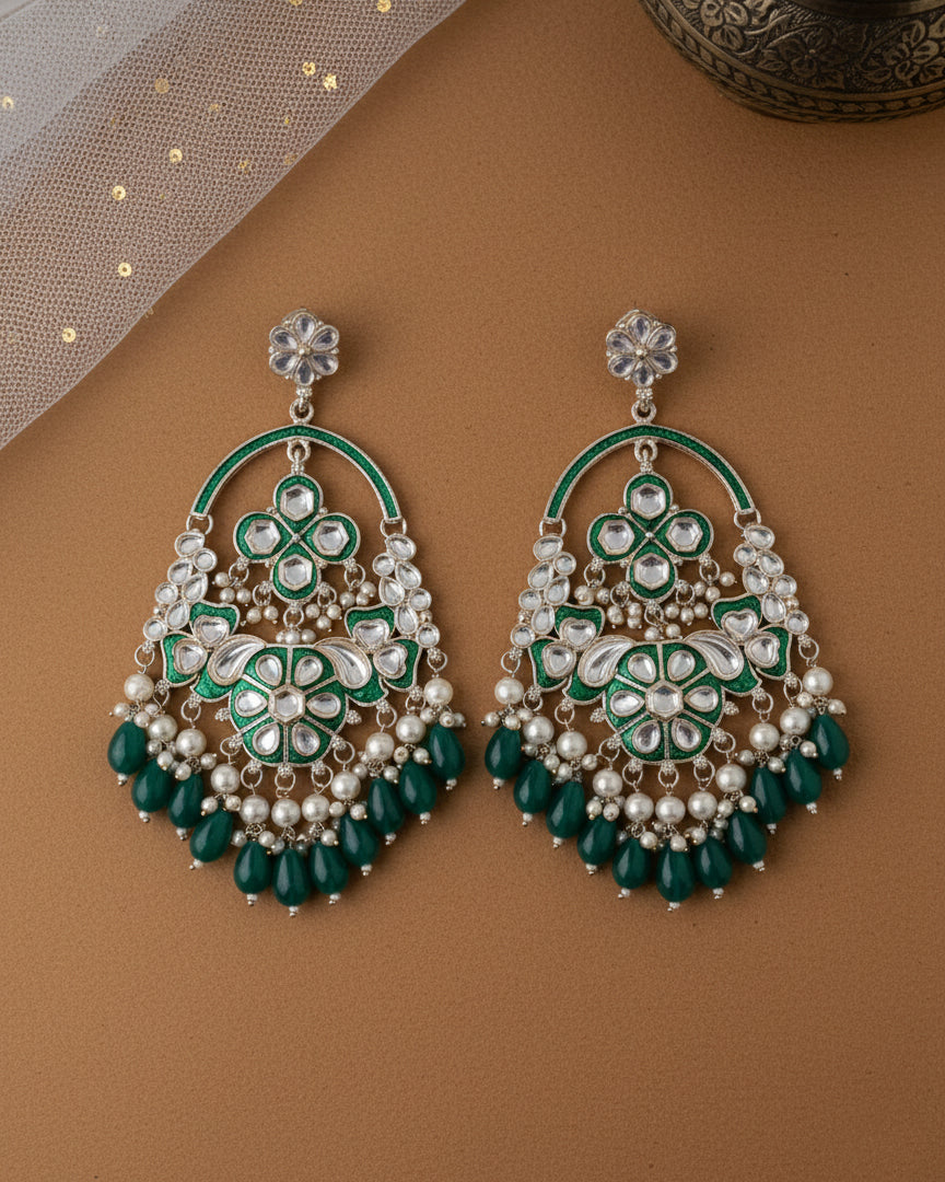 Green Rajvee Meena Chandbali