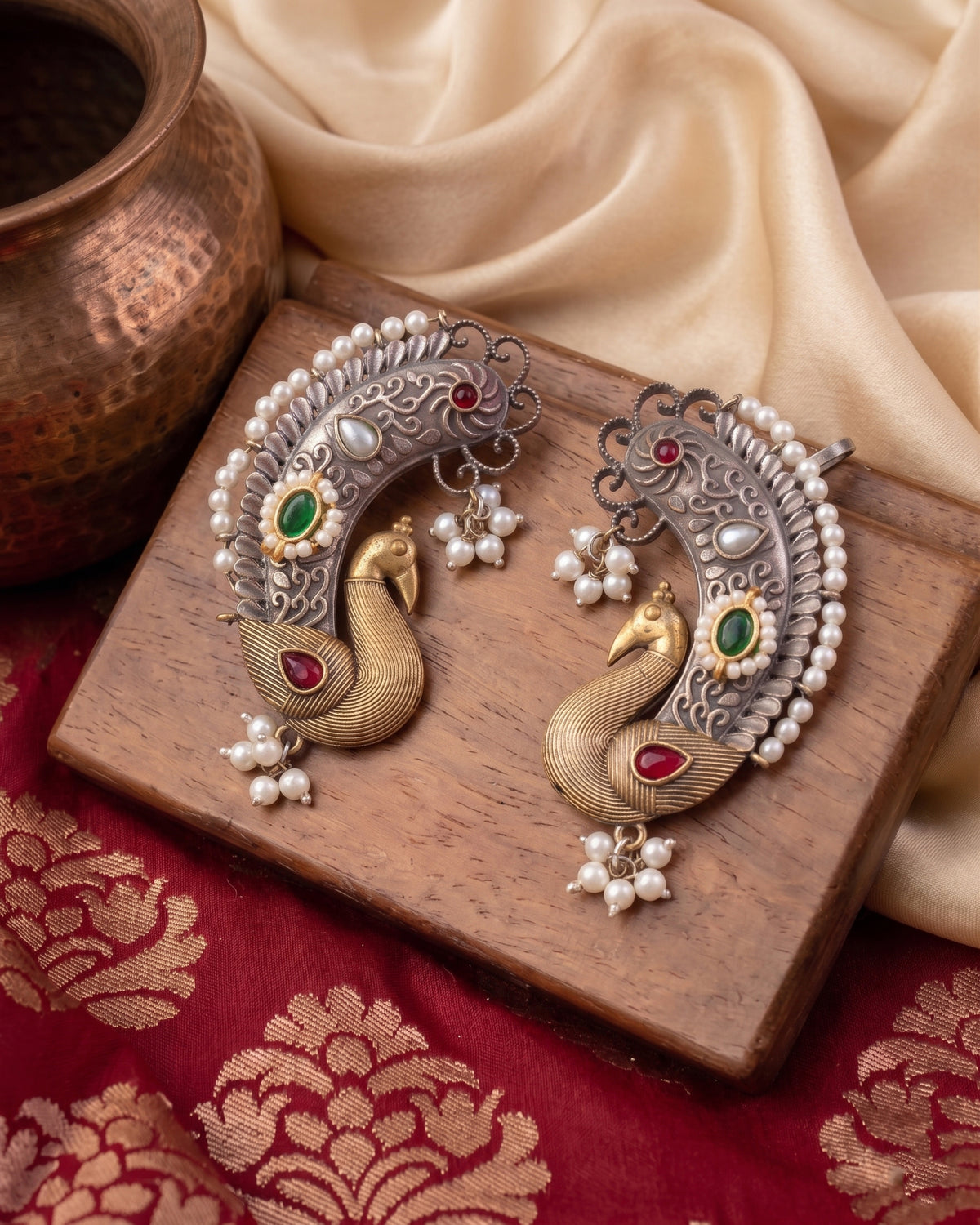 Ruby Green Uraisha Designer Ear Cuff Earring