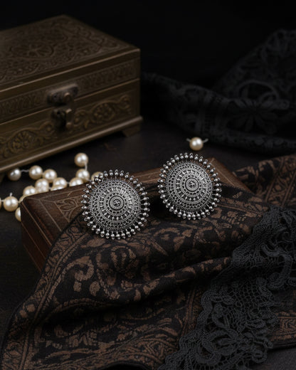 Silver Aahan Oxidised Stud Earrings