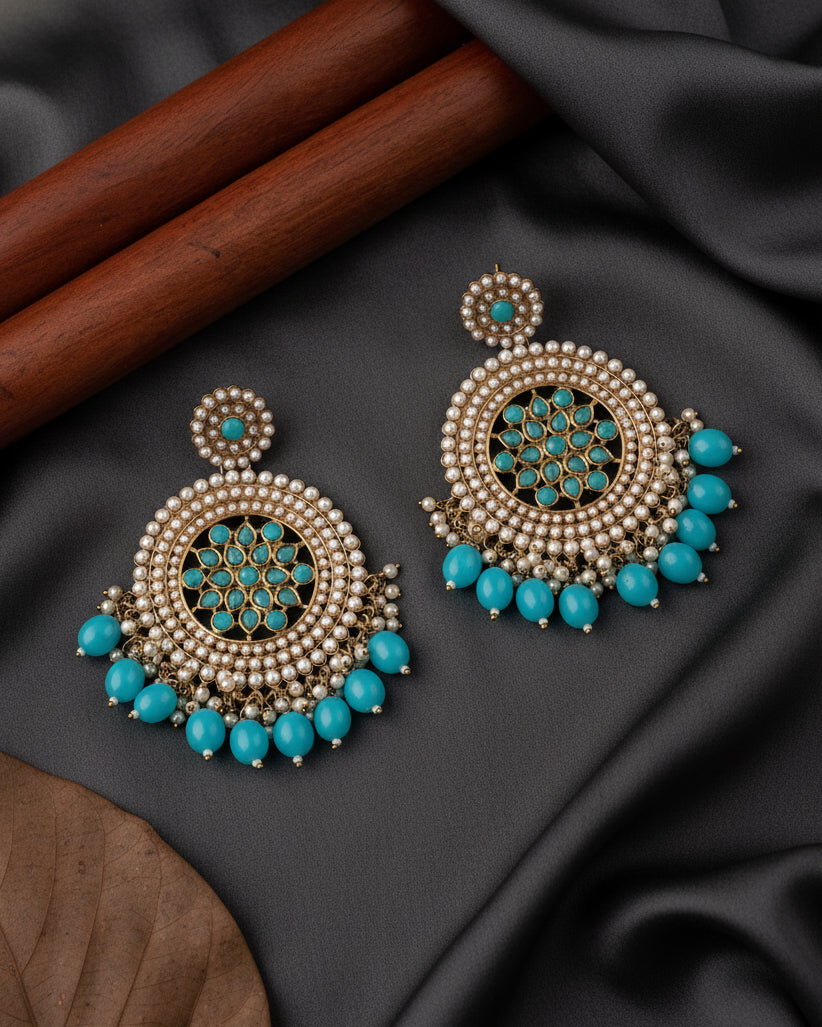 Turquoise Damini Chandbali