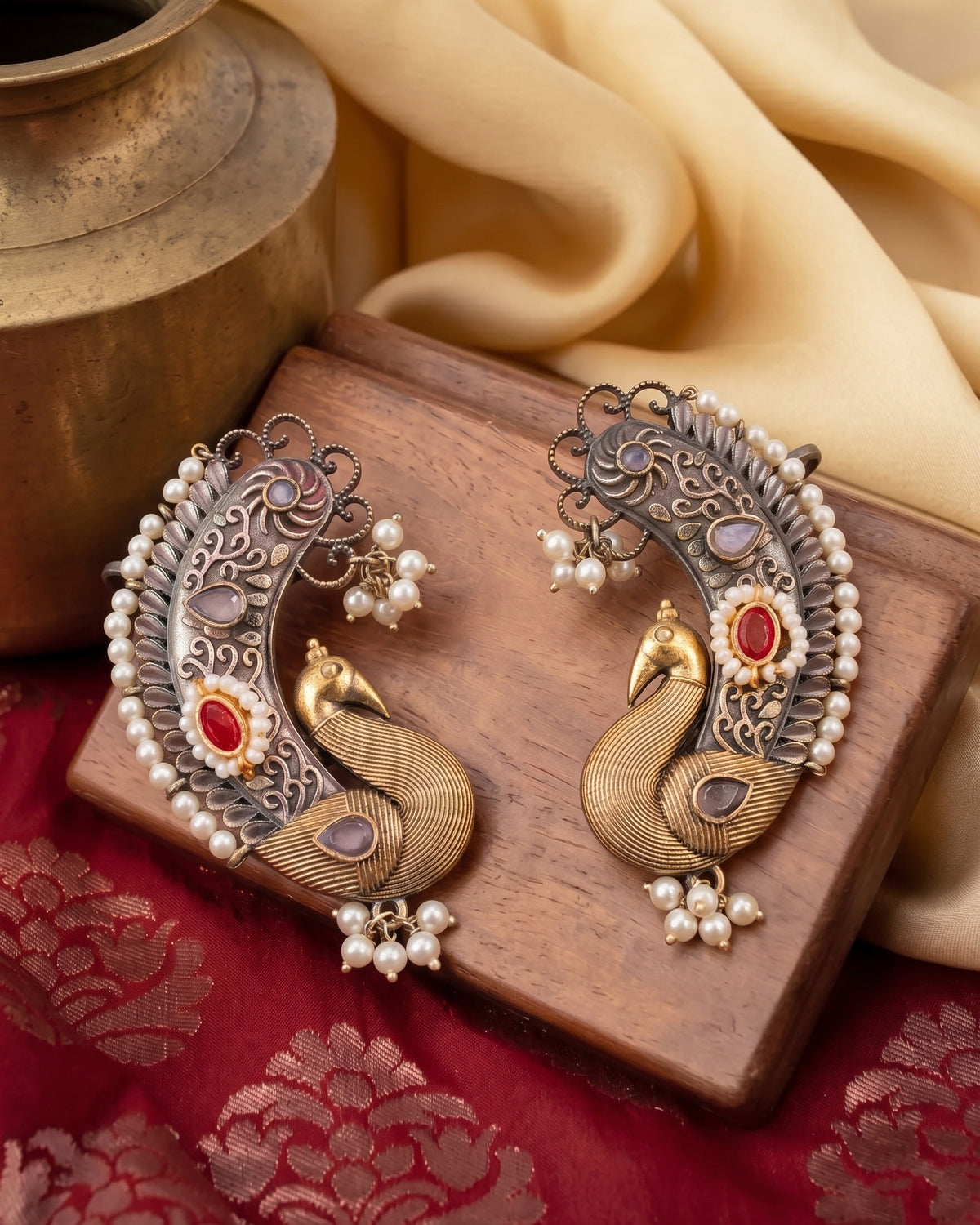 White Ruby Uraisha Designer Ear Cuff Earring